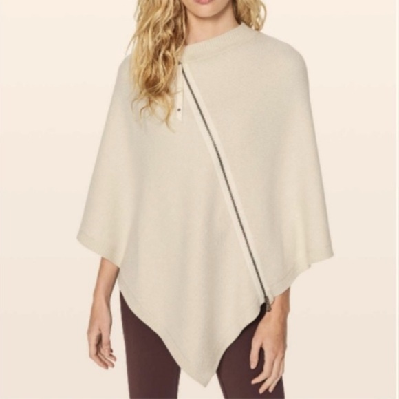 EUC Lululemon Athletica szOS On The Go Cream Knit Sweater Poncho… - Picture 1 of 6